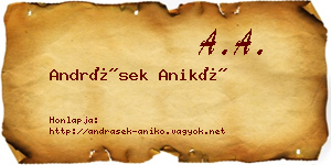 Andrásek Anikó névjegykártya
